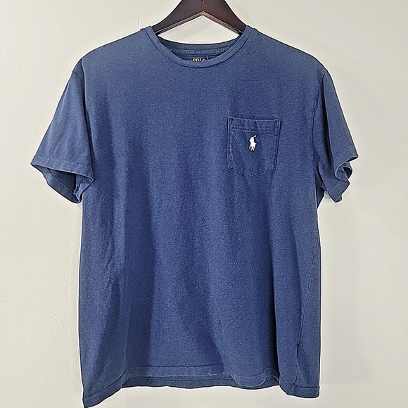 Polo Ralph Lauren Men’s T Shirt Medium Blue Pocket Tee Stretch Cotton Pony Logo - Picture 1 of 7